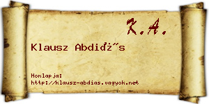 Klausz Abdiás névjegykártya